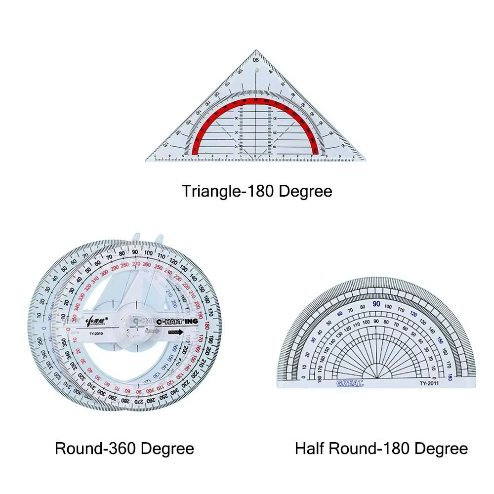 Rapporteur triangulaire transparent résistant à 180/360