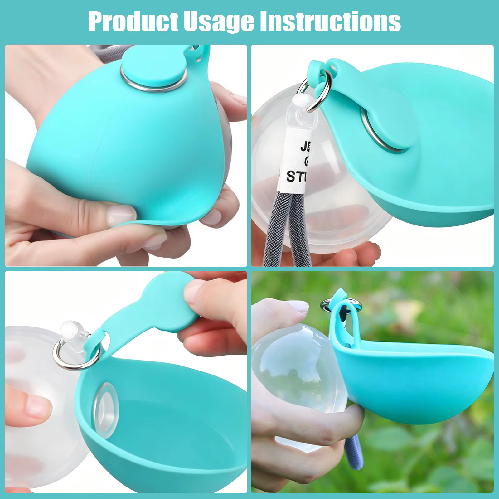 Bouteille d'eau pour chien 2 en 1 avec crochet de suspension