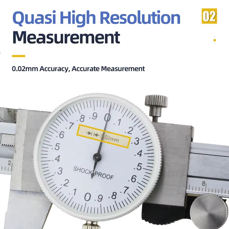 Pied à coulisse en métal Vernier avec indicateur à cadran micromètre jauge en acier inoxydable/carbone outils de mesure