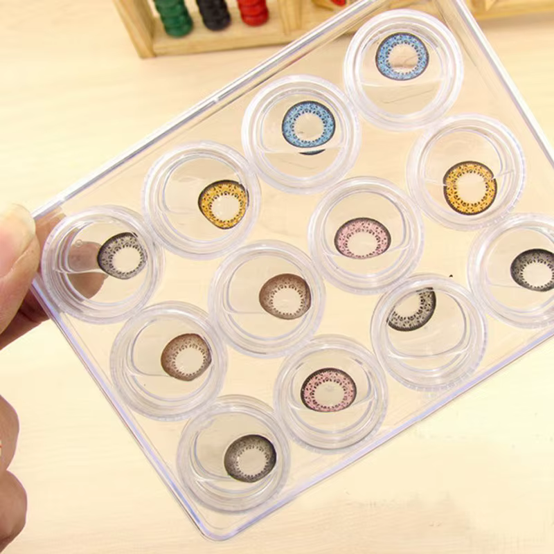 Boîte de rangement ronde transparente pour lentilles de contact