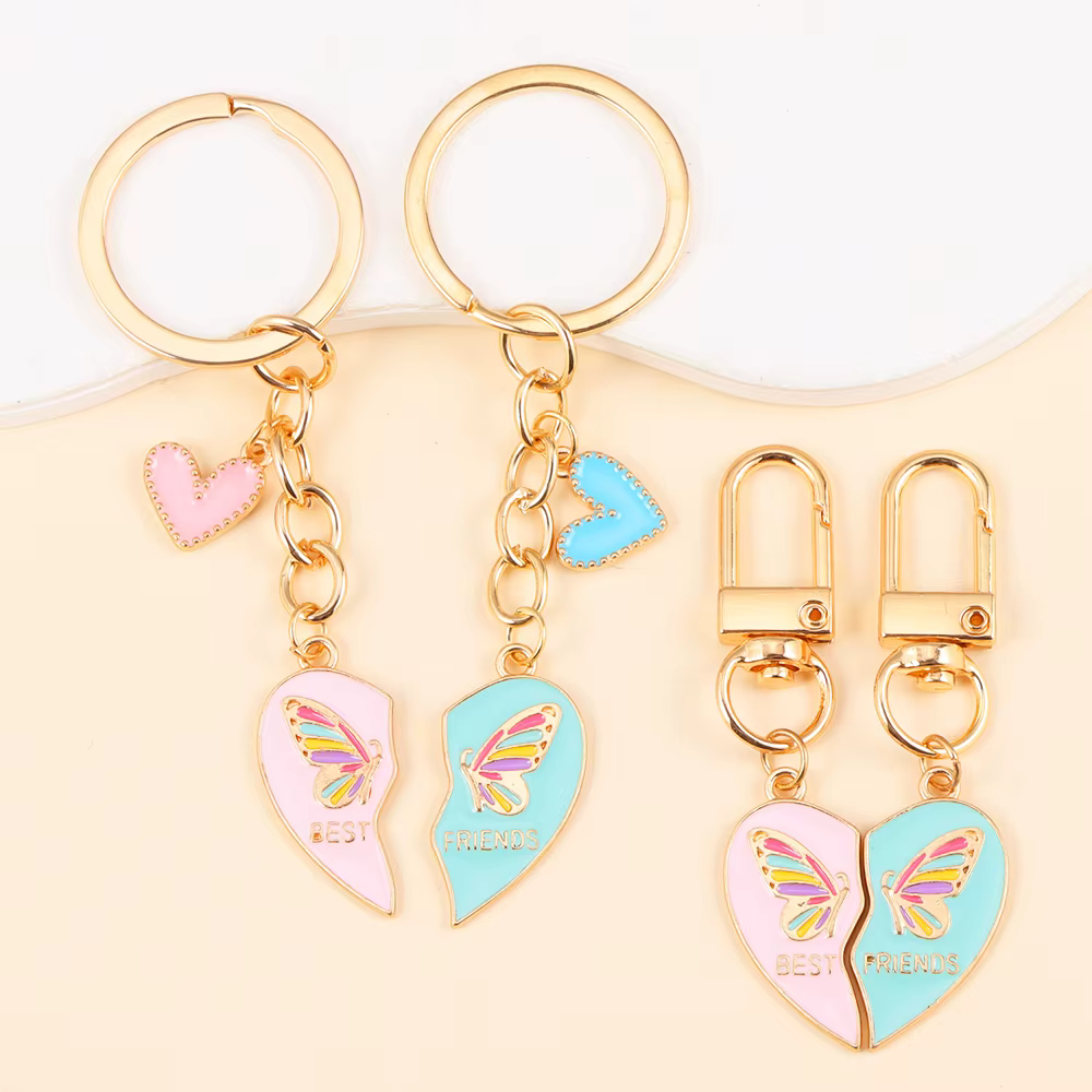 Meilleur ami porte-clés émail amour coeur épissure pendentif