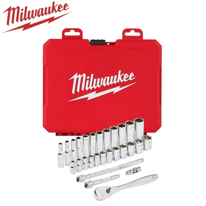Milwaukee 48-22-9504 Ensemble de clés à cliquet et douilles métriques 1/4" 28 pièces