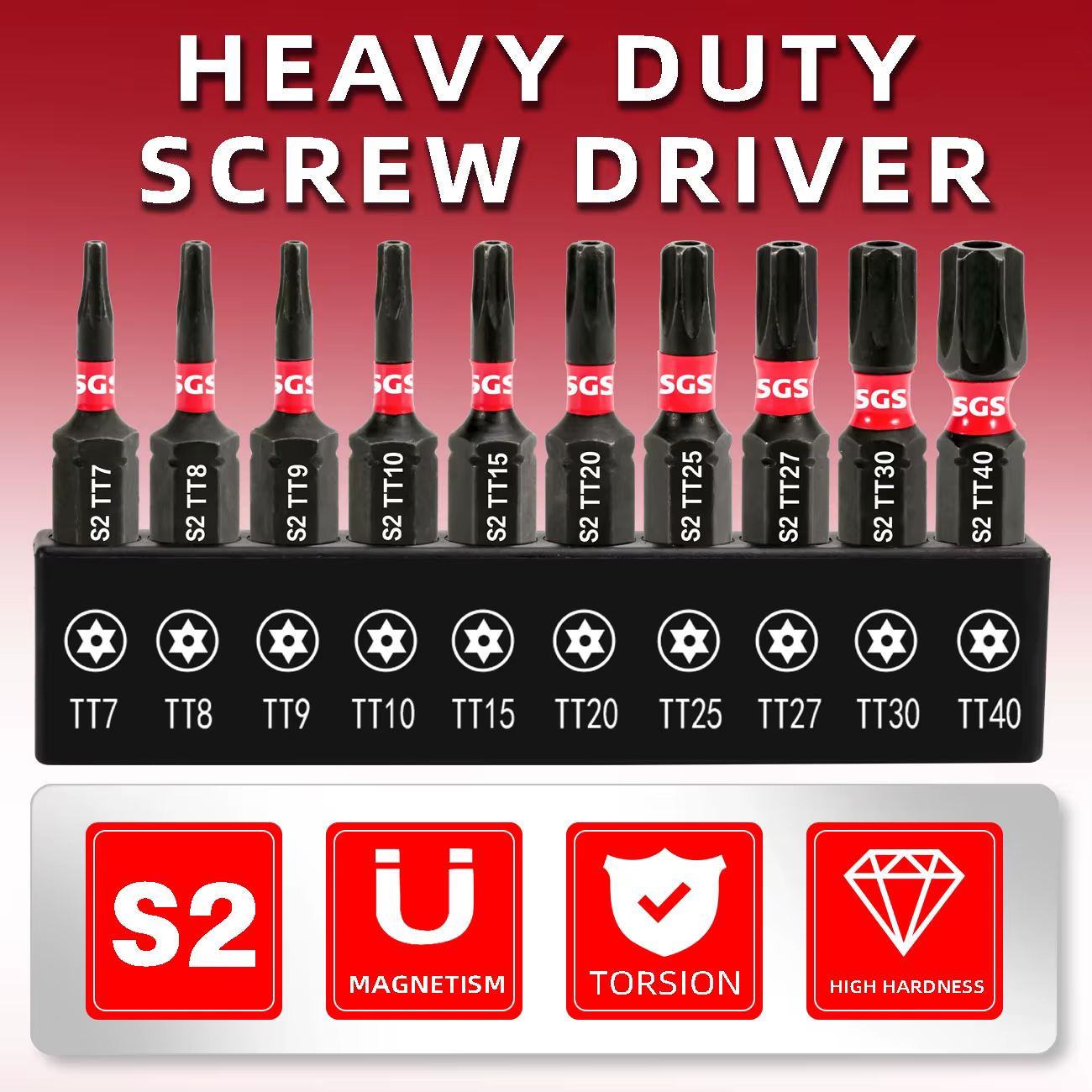 10 embouts Torx de sécurité en acier S2 résistants aux chocs 25 mm