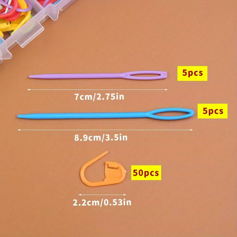 Kit de couture et de tricot 10/5/2/1 boîtes – Aiguille à tricoter à gros chas et à pointe arrondie