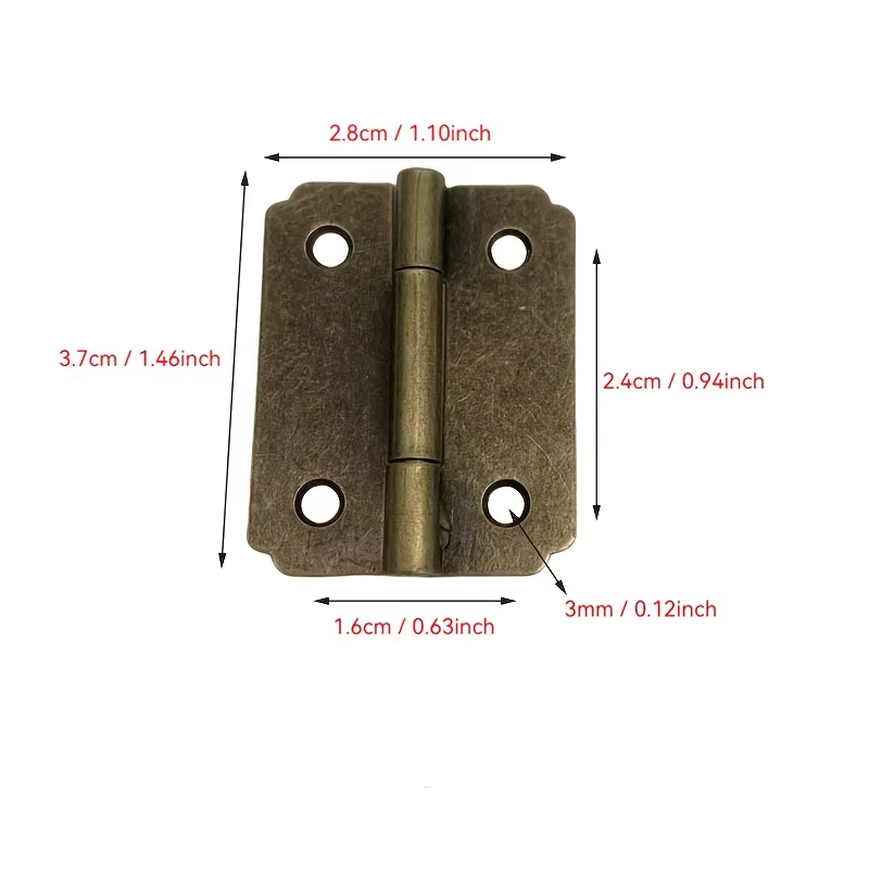 6 charnières en bois avec vis pour coffret à bijoux