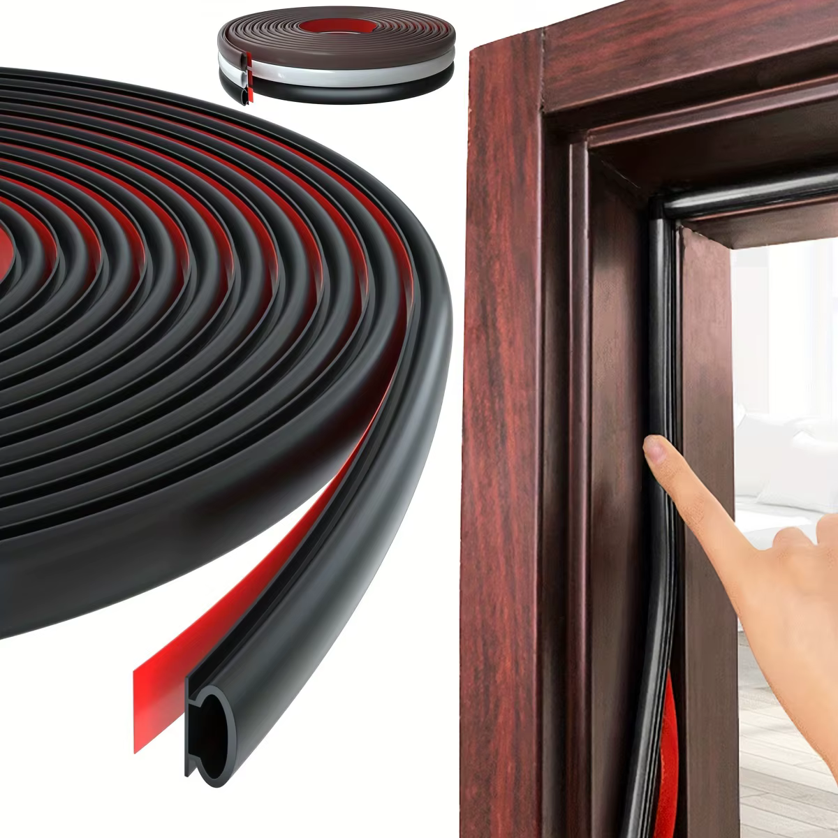 Bande d'isolation en caoutchouc auto-adhésive coupe-vent pour porte de 3 mètres, bande d'étanchéité en forme de D pour fenêtre et porte, bloqueur d'espace pour cadre de porte