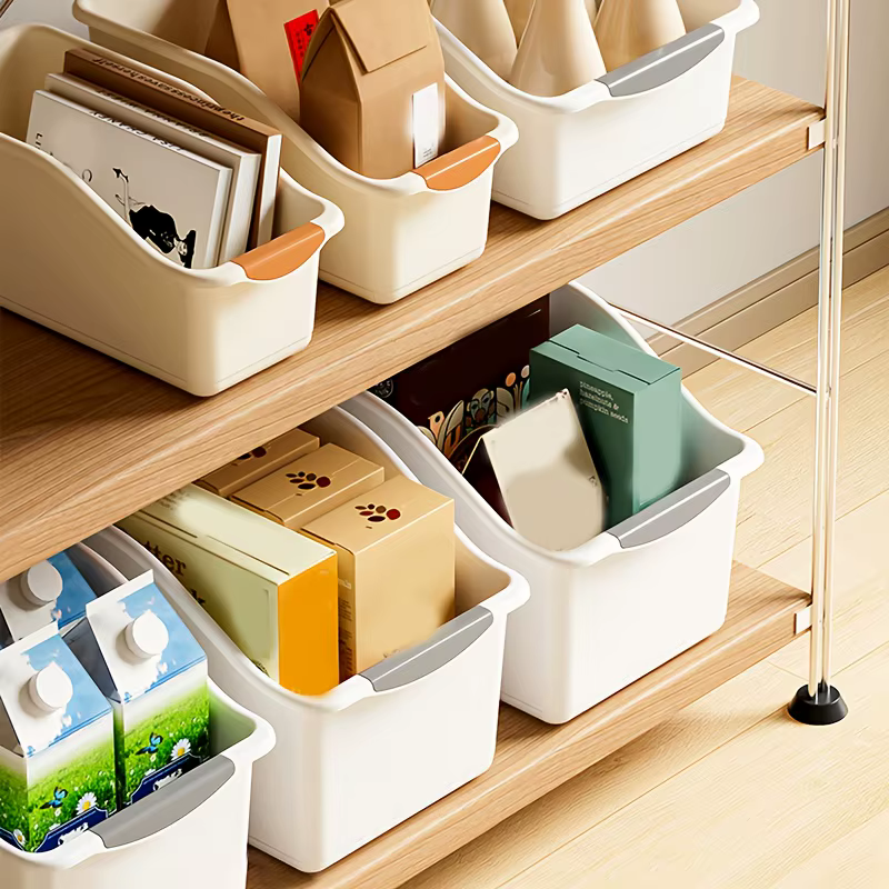 Ensemble de bacs de rangement en plastique courbés - Boîtes d'organisation polyvalentes pour les produits de nettoyage et les essentiels ménagers