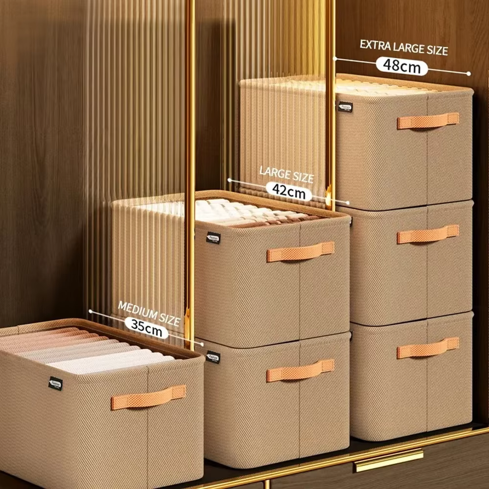 Panier de rangement pliable de grande capacité avec cadre en acier épais