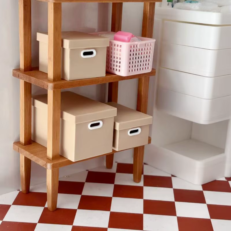 Boîte de rangement miniature pour maison de poupée avec couvercle, décoration colorée pour la maison, modèle de micro-scène, ornements, accessoires de décoration, échelle 1/12, cadeau DIY