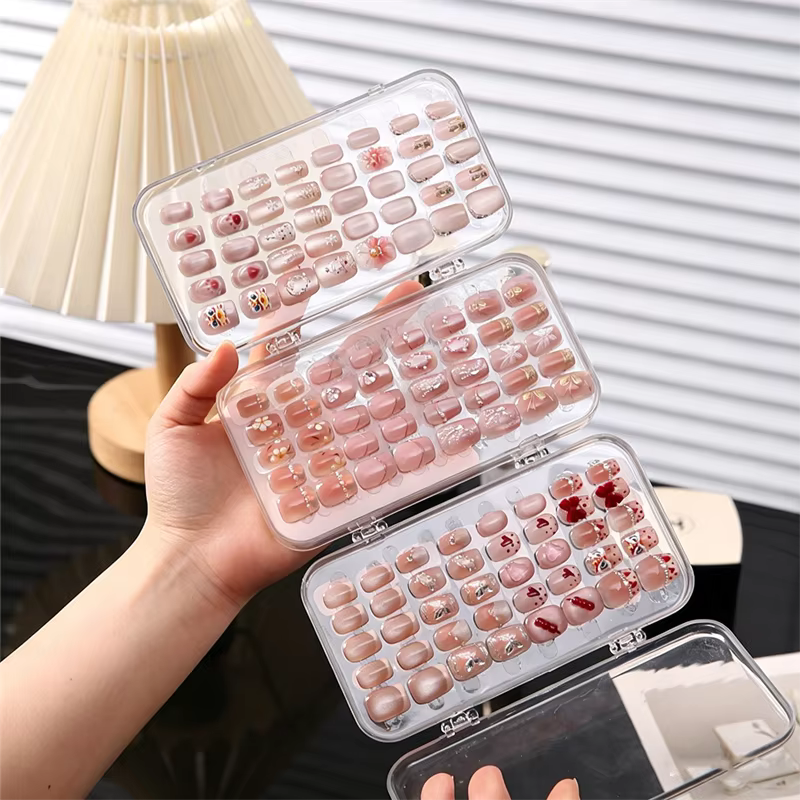 Boîte de rangement pour nail art, organisateur transparent anti-poussière, plateau de coiffeuse pliable en trois pour le rangement et la présentation de bijoux