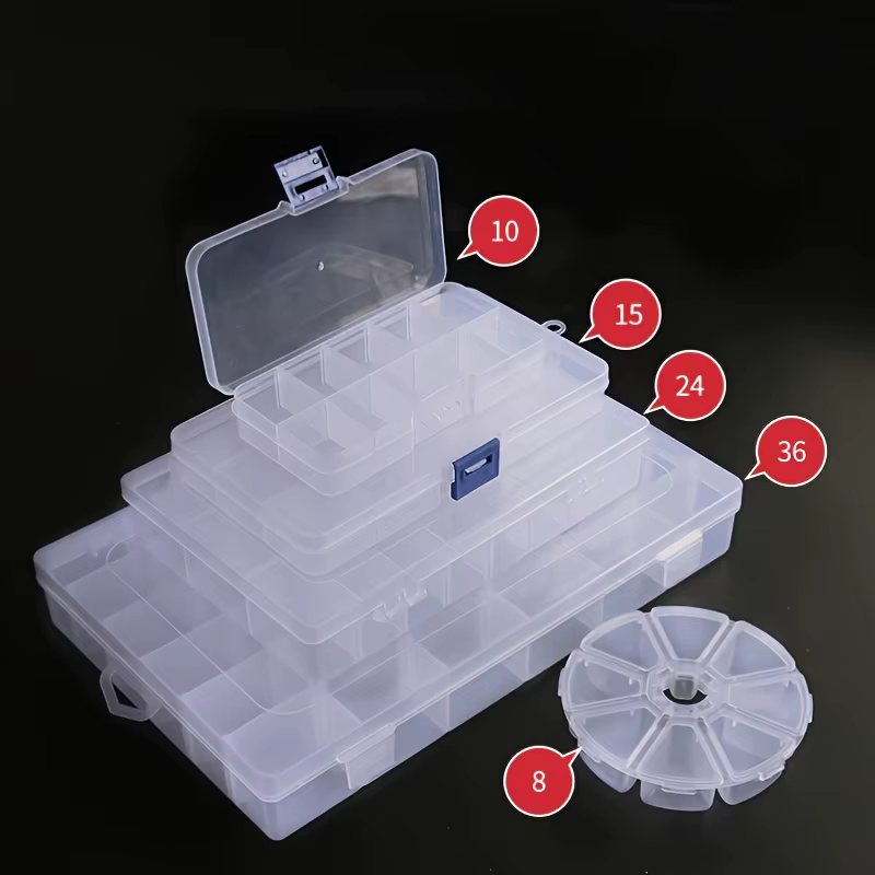 Boîte de rangement en plastique Transparent réglable à 10 grilles