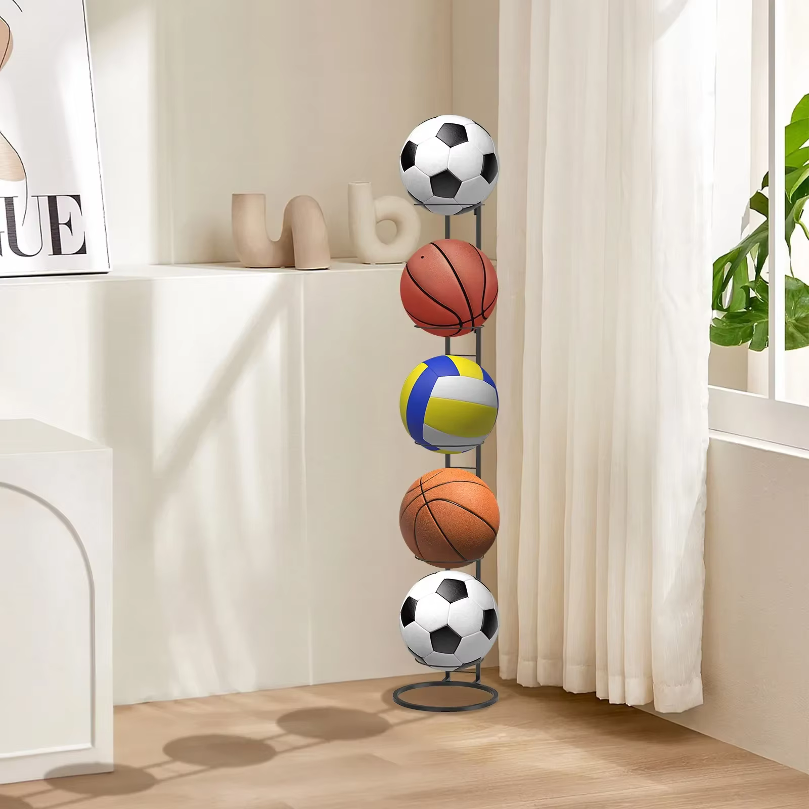 Support de rangement pour ballons de sport à 5 niveaux