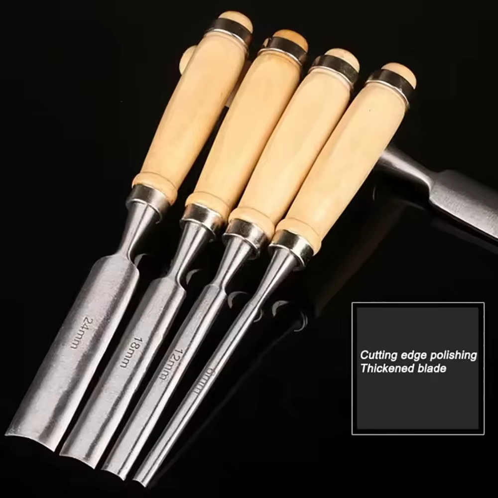 Jeu de ciseaux à découper le bois 6/12/18/24mm 4 pièces charpentier professionnel équipé d'outils ergonomiques de