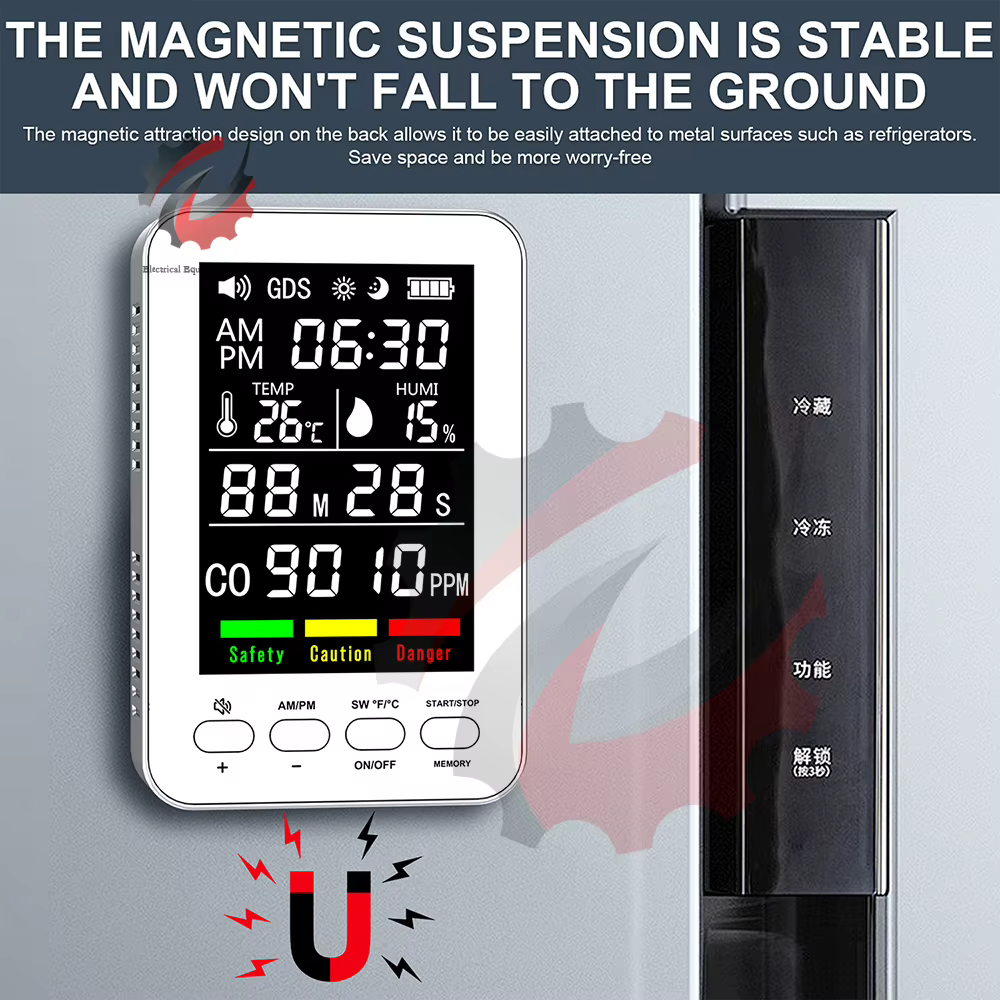 Détecteur de CO multifonction portable avec dos magnétique