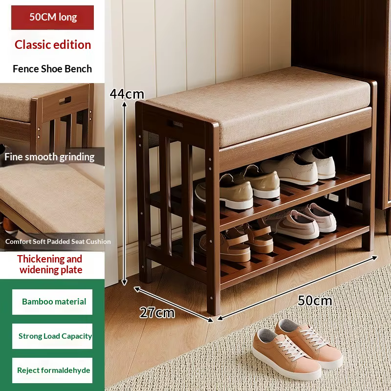 Banc d'entrée rembourré avec rangement, ottoman, siège coussiné, organisateur de chaussures, banc de vestiaire moderne et compact