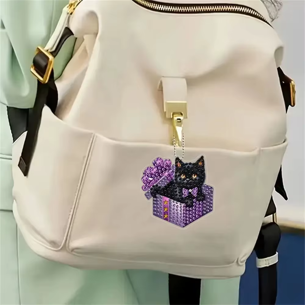 6 porte-clés de peinture diamant à faire soi-même par ensemble-thème animal