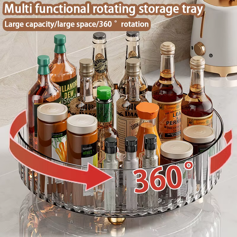 Étagère à épices rotative pour cuisines domestiques, plateau de rangement multifonctionnel pour bouteilles et bocaux à épices, et cosmétiques