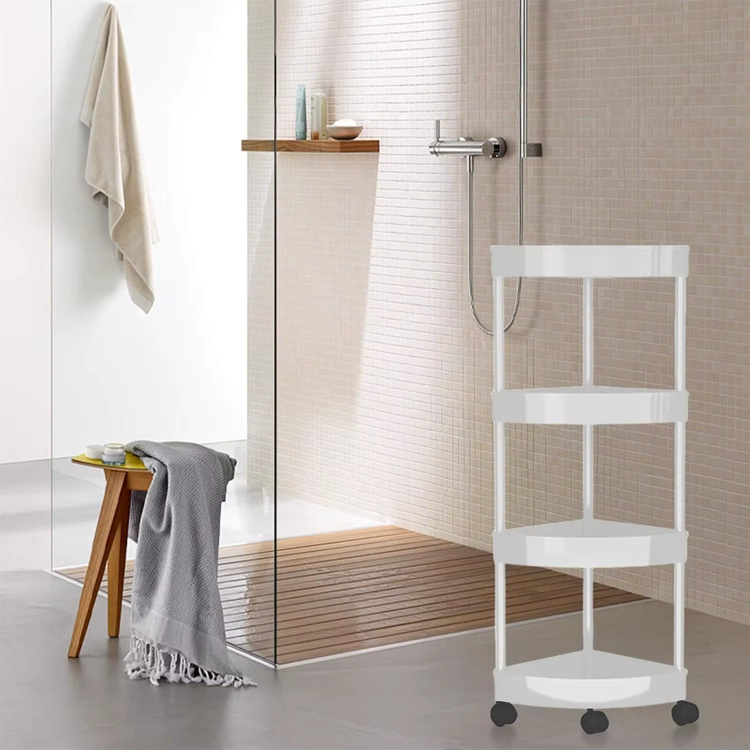 Étagère de rangement d'angle à 3/4 niveaux