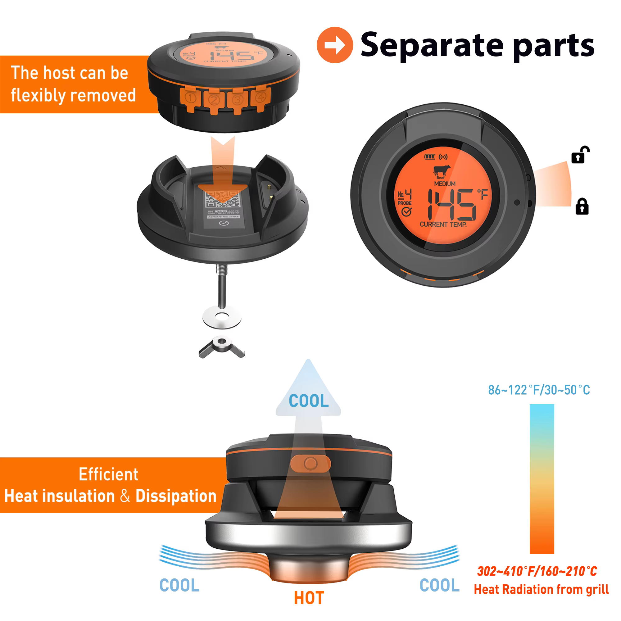 Thermomètre de four numérique Bluetooth