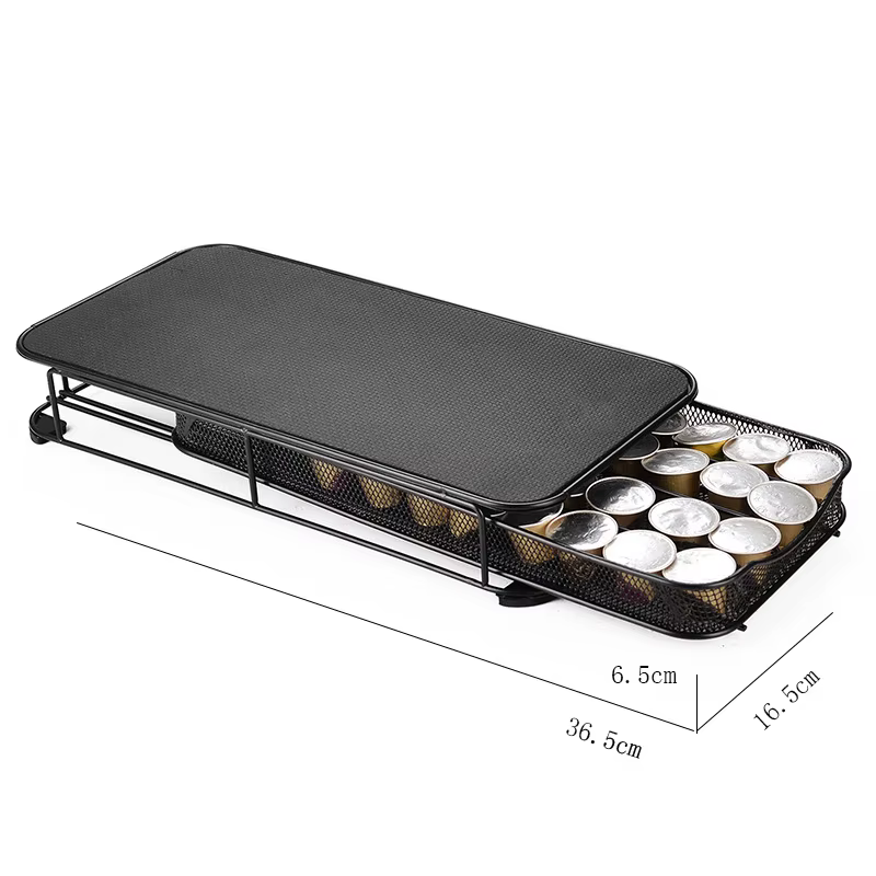 40 compartiments pour dosettes de café, tiroir de rangement pour capsules de café, organisateur de capsules Nespresso avec étagères en verre blindé