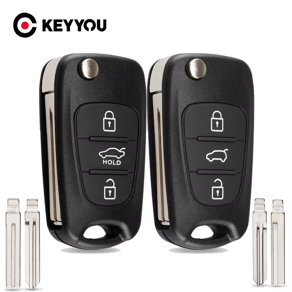 KEYYOU coque de clé à distance pour Hyundai I20 I30 IX35 I35 Accent Kia Picanto Sportage K5 3 boutons étui de clé à distance pliable