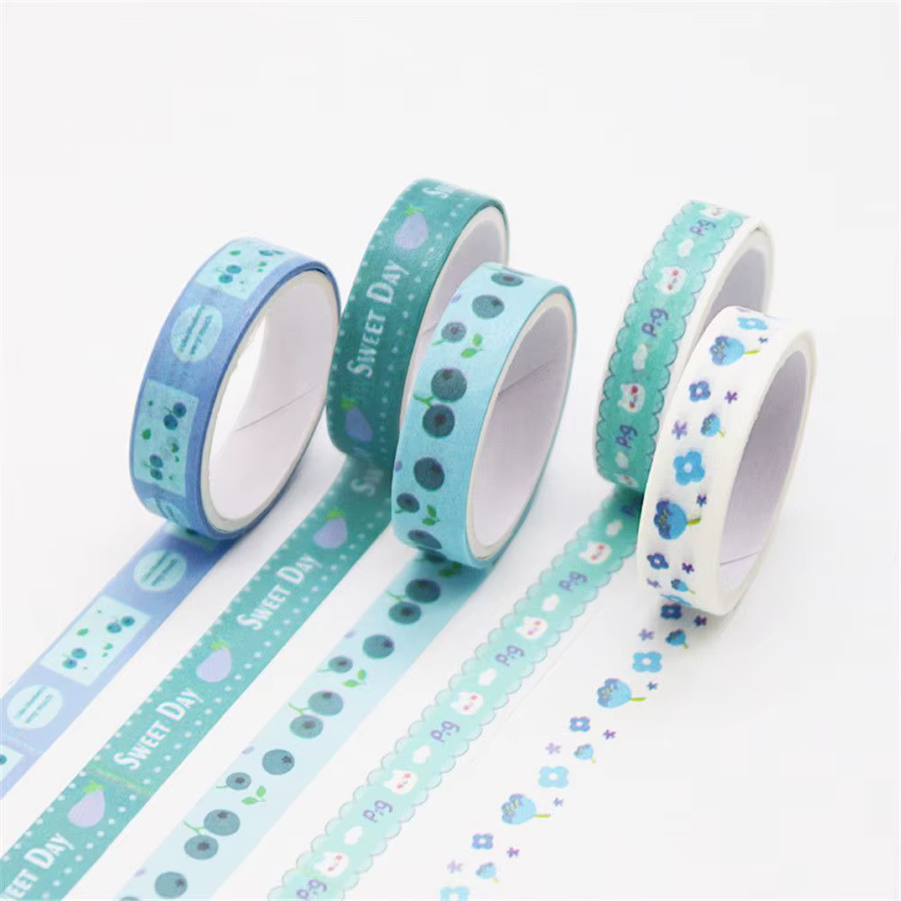 5 rouleaux/boîte de ruban adhésif washi pour scrapbooking, papeterie scolaire mignonne