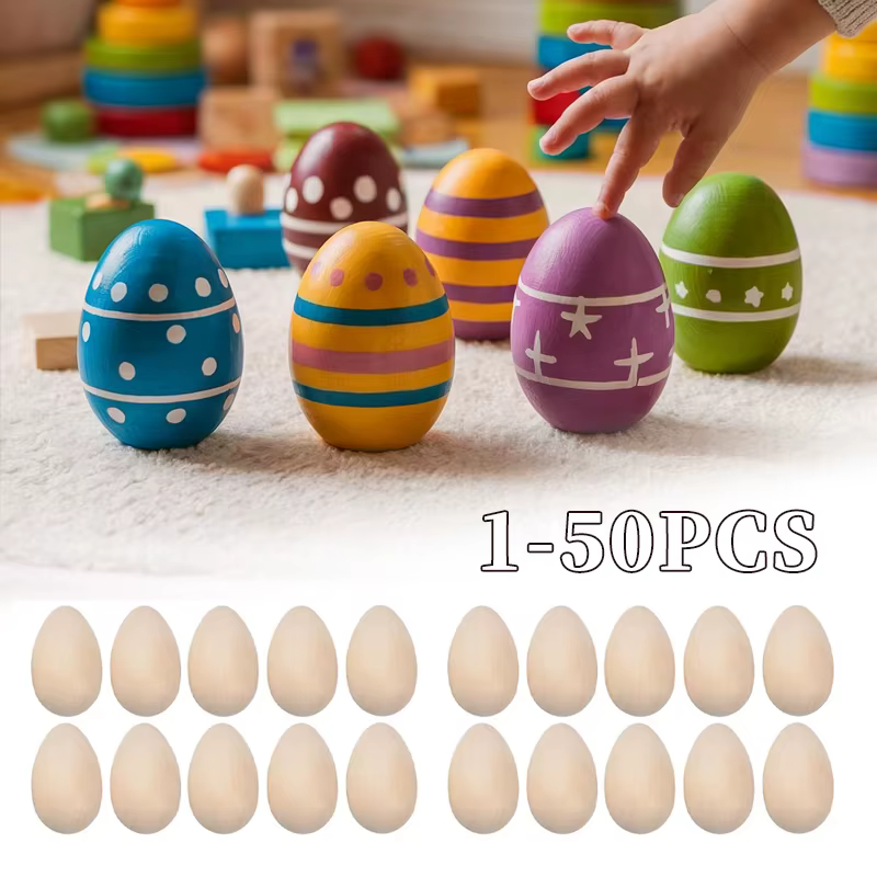 Oeufs de pâques en bois faits à la main