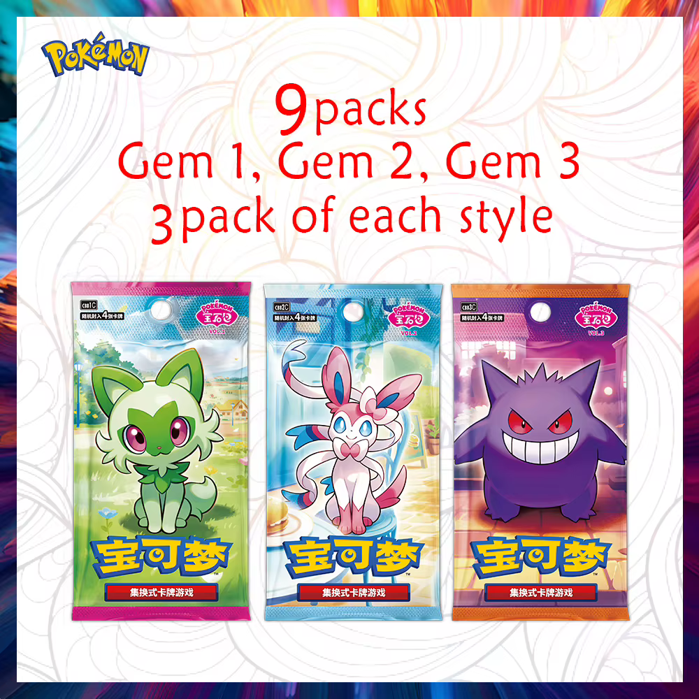 Ensemble de paquets de cartes Gemmes Pokémon TCG 1-3 Version chinoise simplifiée officielle Jeu de cartes à collectionner Cadeau idéal pour les fans