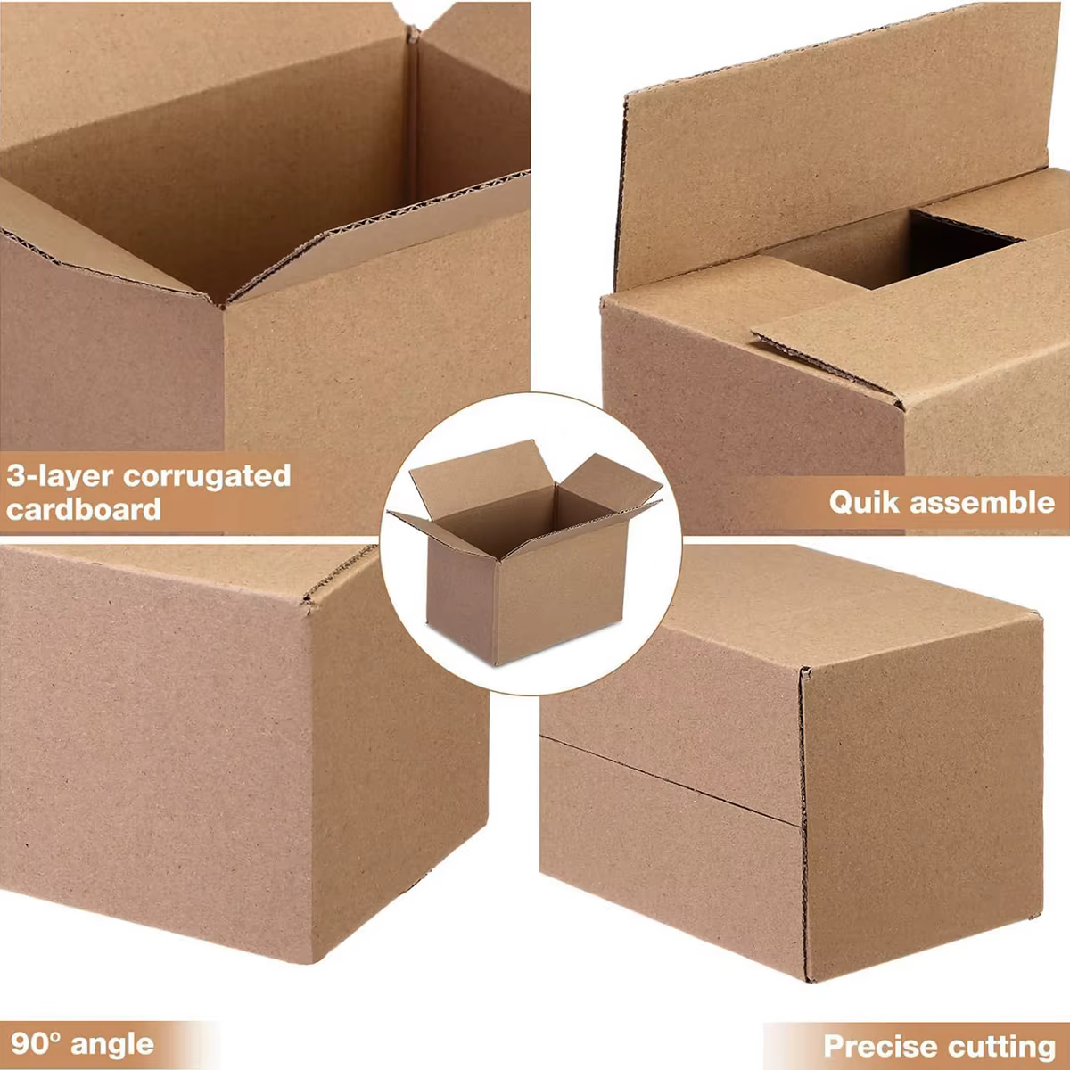 Boîte de courrier en carton ondulé marron avec couvercles