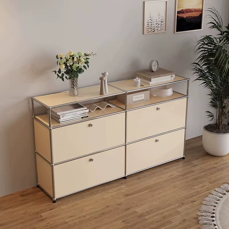 Module moderne meuble de salon en acier inoxydable meuble TV rangement combinaison buffet commode personnalisable en bois