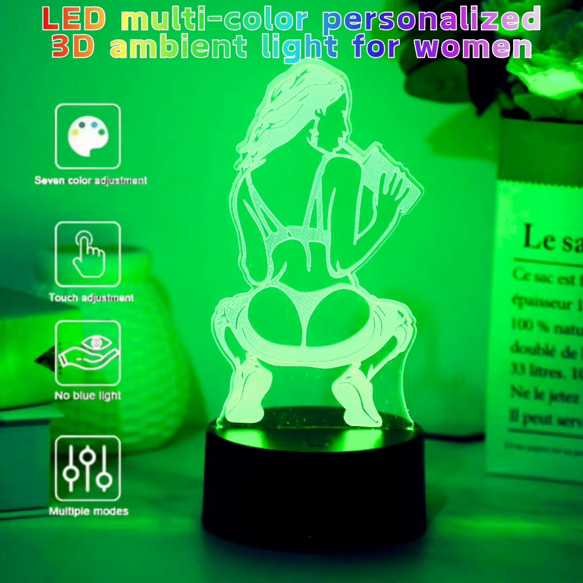 Lampe de nuit tactile à sept couleurs dégradées