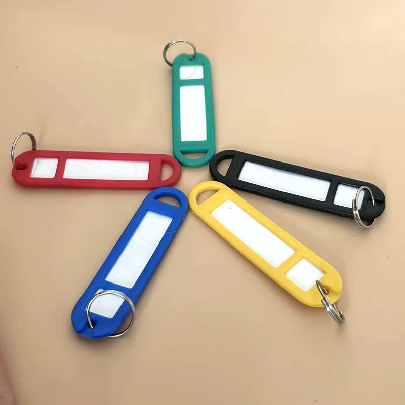 36 pièces multicolore bricolage nom anneau en plastique porte-clés ID étiquette étiquettes