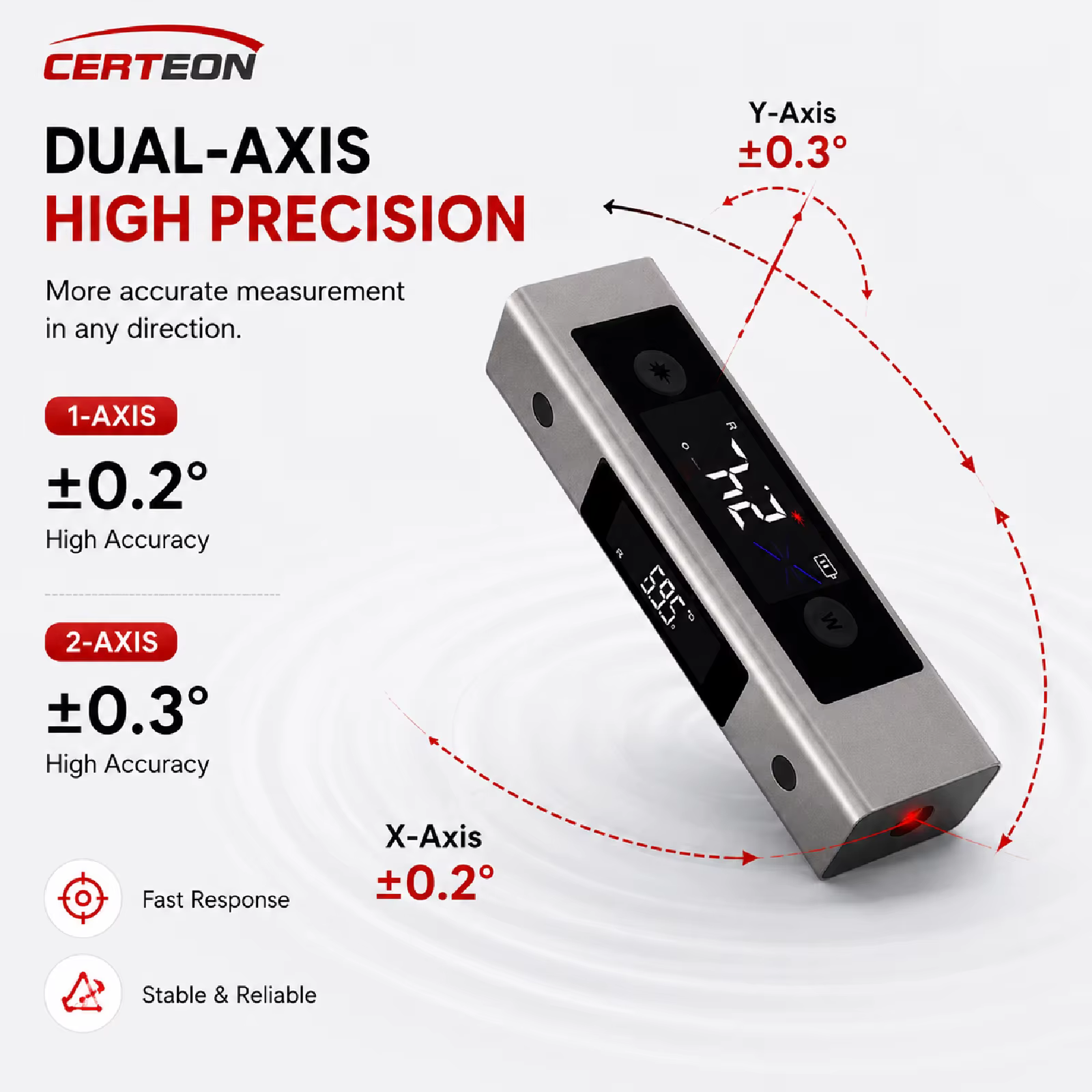 Niveau Numérique Multifonction avec Laser Infrarouge Inclinomètre Intelligent Double Axe Écran LCD Portable Haute Précision pour Construction Menuiserie Nivellement d’Équipement