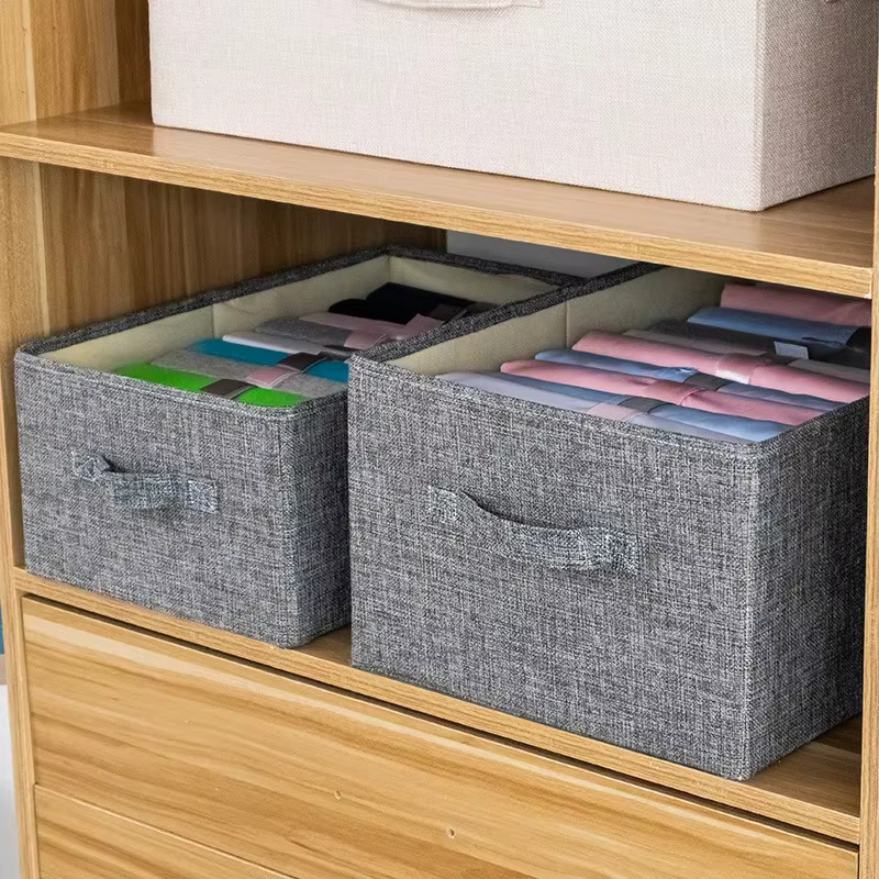 Boîtes de rangement en tissu avec couvercles