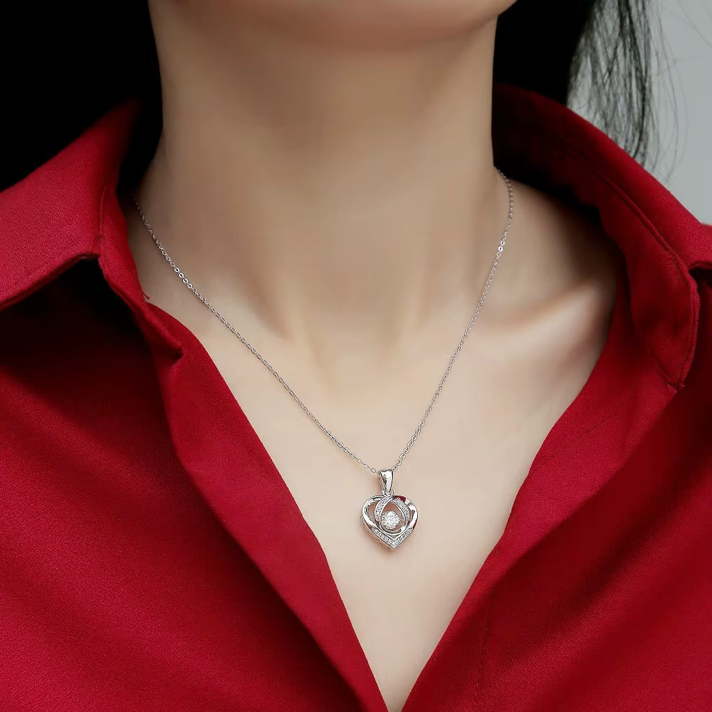 Cadeau de saint valentin 925 collier coeur en argent avec boîte pour femmes femme partie d'anniversaire fête des mères cadeaux de noël