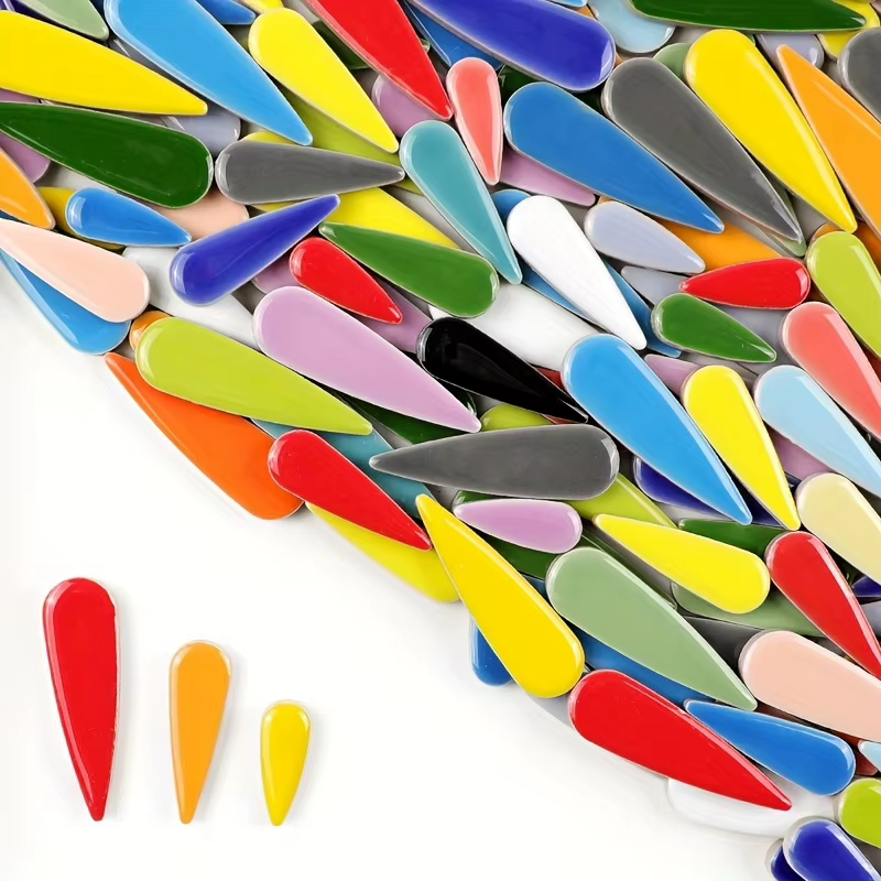 Lot de 100g de mosaïques en céramique, en forme de goutte, irrégulières, faites à la main, colorées, pour bricolage et décoration, matériau industriel, céramique
