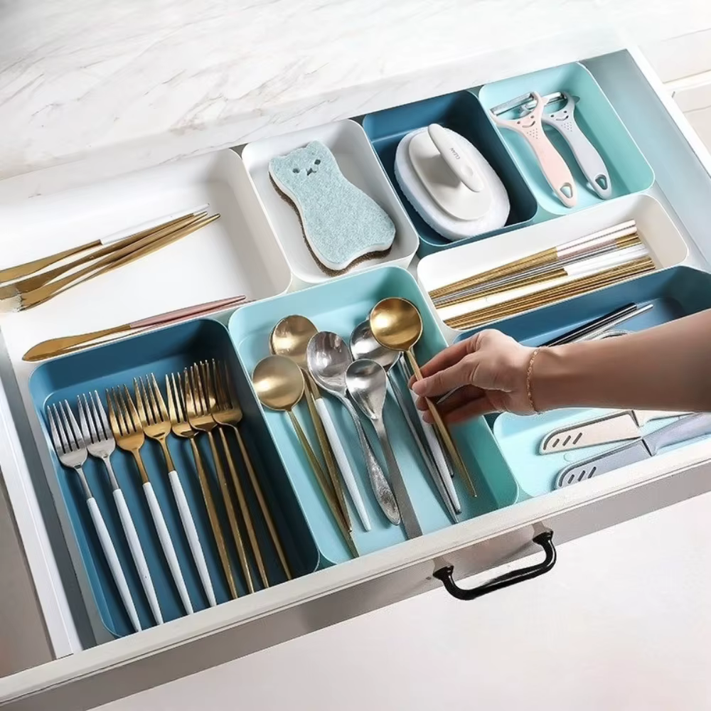 Boîte de rangement en plastique avec diviseurs pour tiroirs