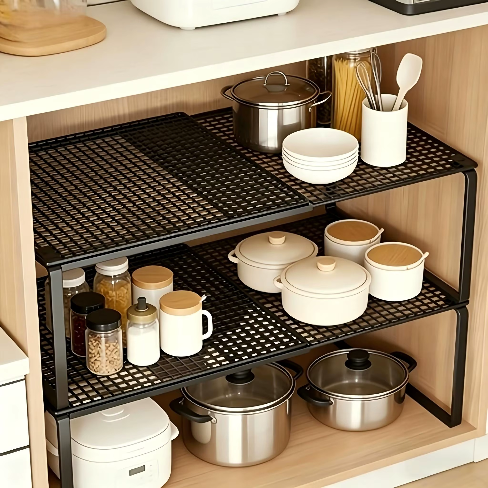Étagère de rangement télescopique multicouche empilable