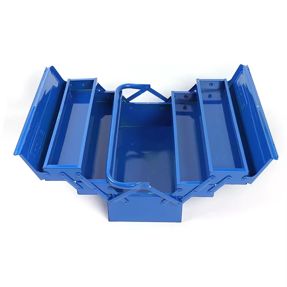 Boîte à outils métallique robuste à 2 niveaux pour rangement embarqué