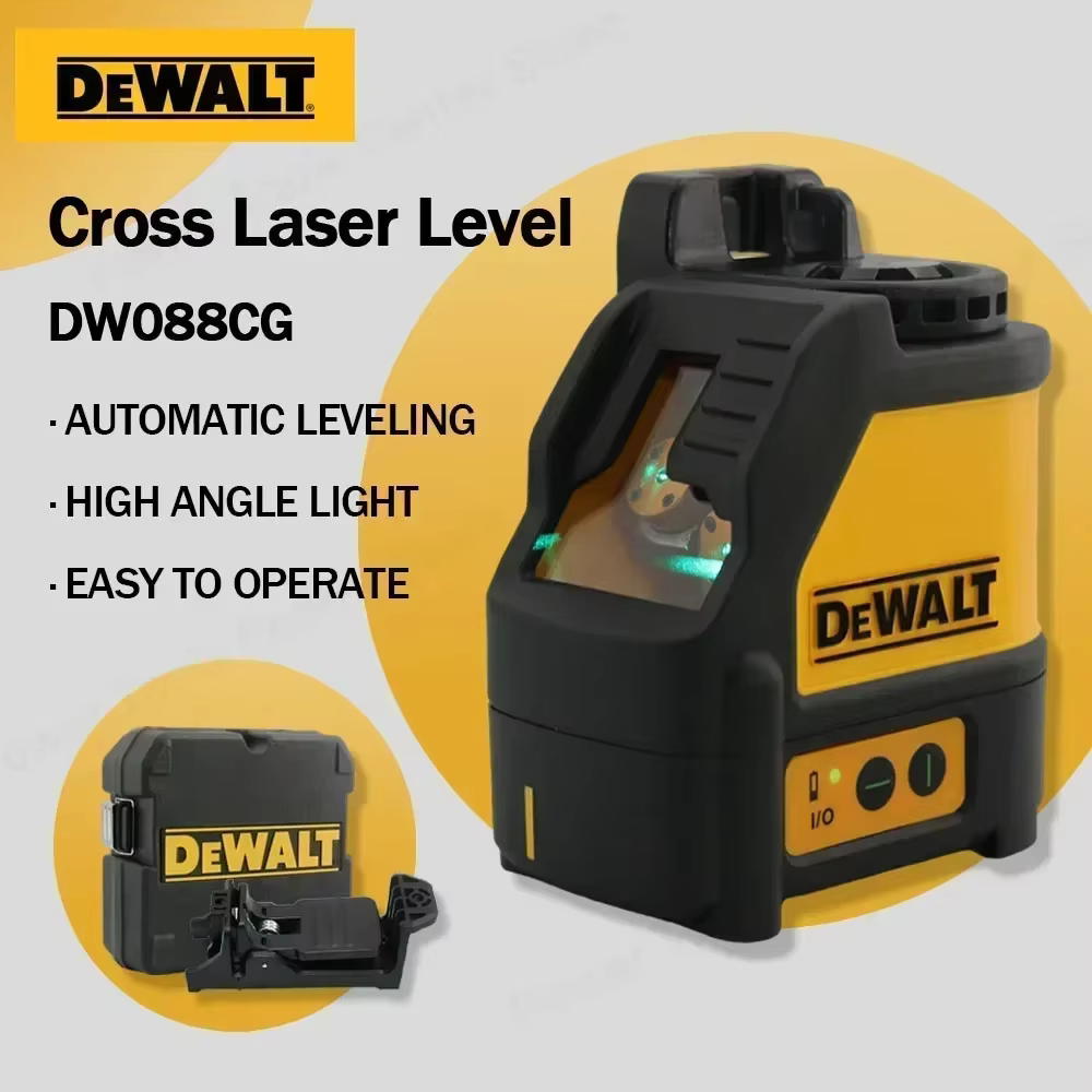 Niveau laser professionnel DDEWALT DW088CG à faisceau vert : Outil de nivellement automatique à 2 lignes haute précision