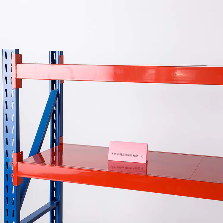 Unités d'étagères de rangement de garage en acier empilables multicouches de taille moyenne d'entrepôt bleu orange