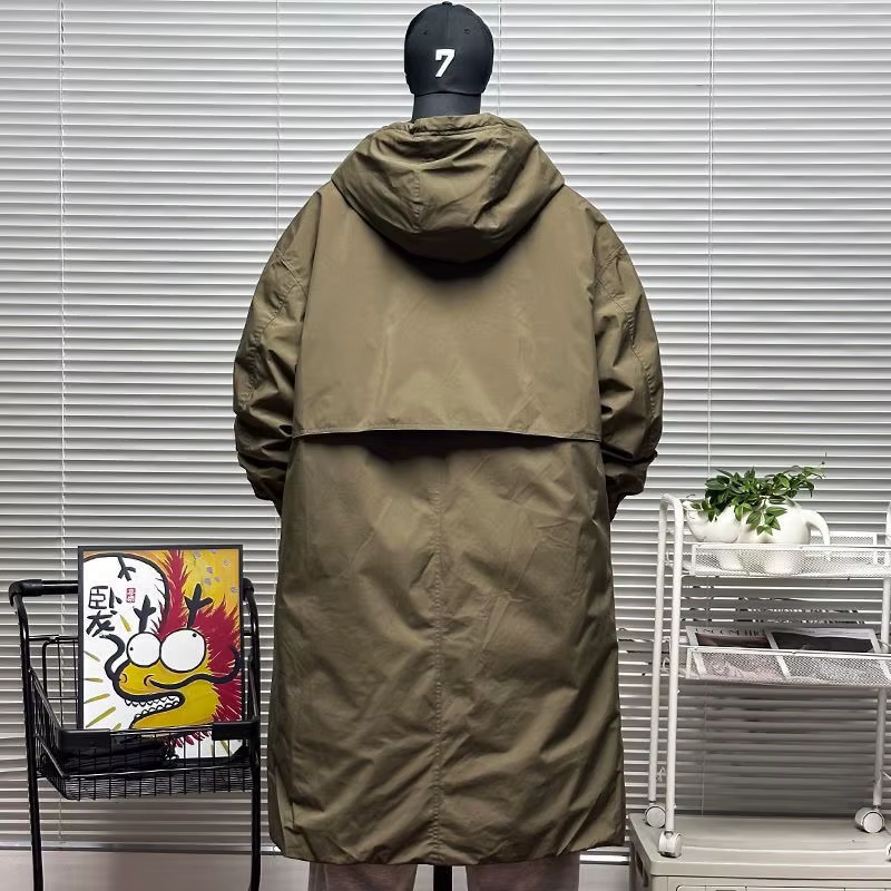 Manteau à capuche mi-long pour hommes