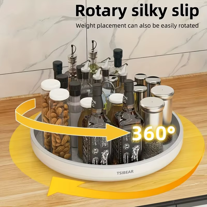 Organisateur de rangement rotatif pour épices, plateau de comptoir de cuisine, plateau rotatif à 360 degrés pour garde-manger, bouteilles, bocaux, produits frais