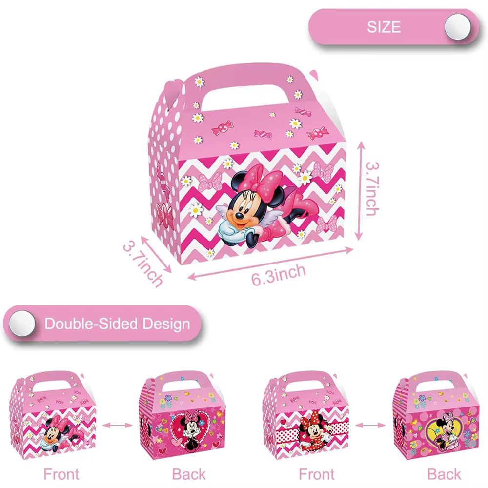 12 pièces/24 pièces, sac cadeau de fête de dessin animé Disney Minnie Mickey Mouse-design double face coloré