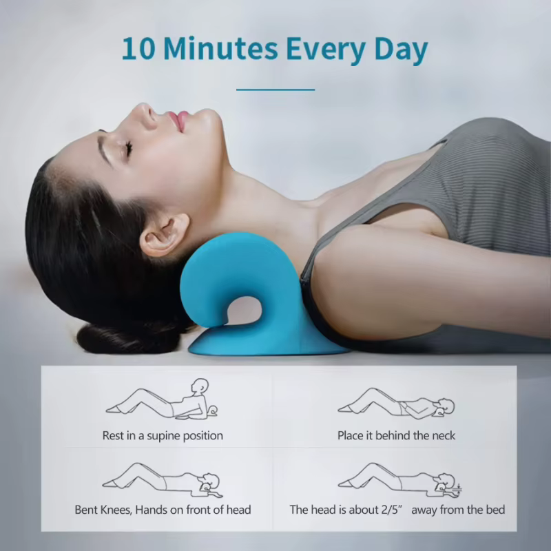 Oreiller cervical pour spondylite cervicale, correction de la courbure de la colonne vertébrale, correcteur de tête inclinée vers l'avant, masseur, support élastique pour le cou