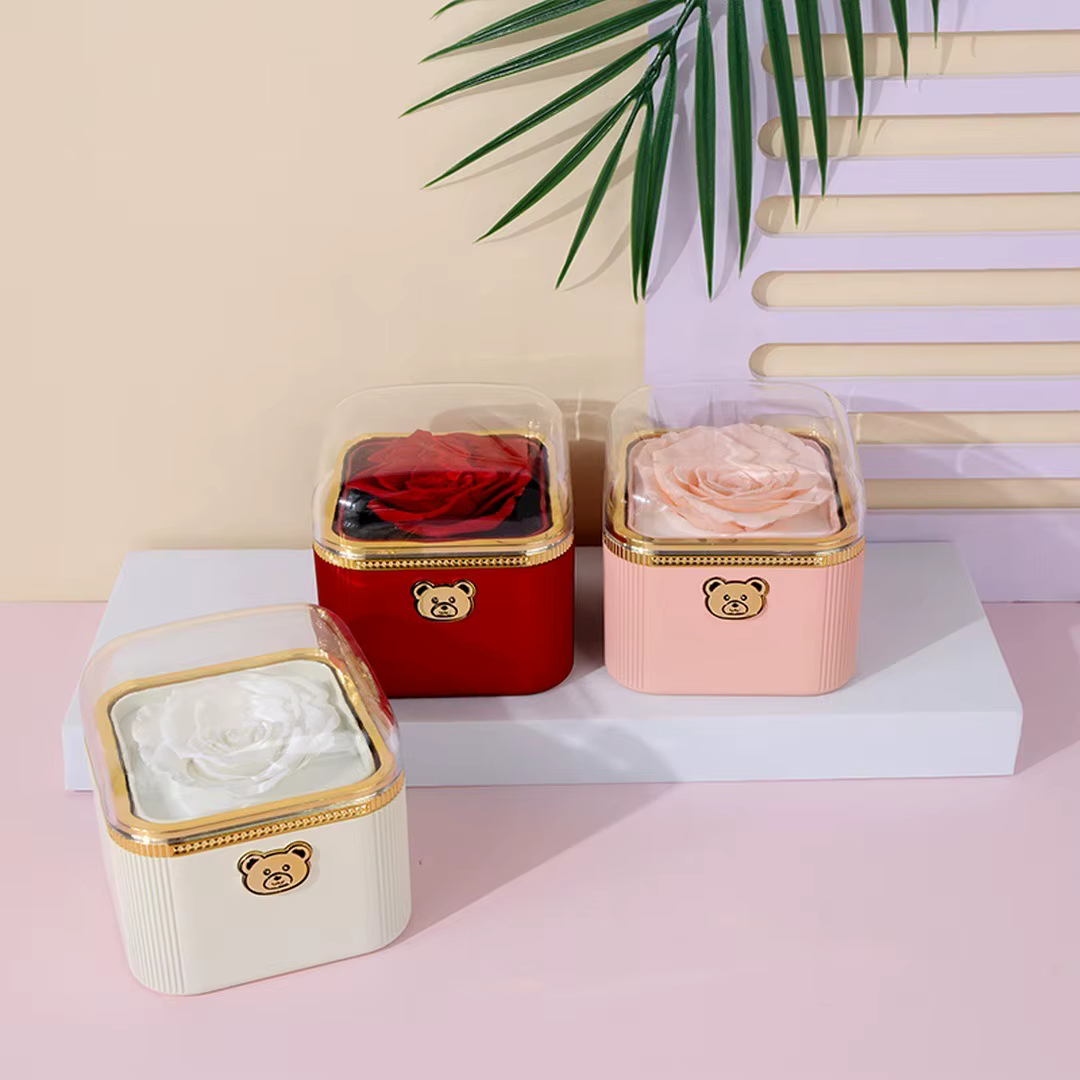 Boîte à bijoux cadeau surprise – Rose à rabat automatique parfumée