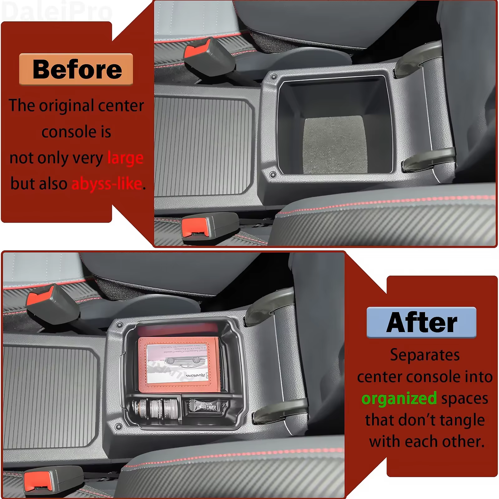 Boîte de rangement d'accoudoir pour Volkswagen Taos 2022 2023 2024 Tiguan MK1 MK2, boîte de rangement à plusieurs niveaux, organisateur de Console centrale, accessoires