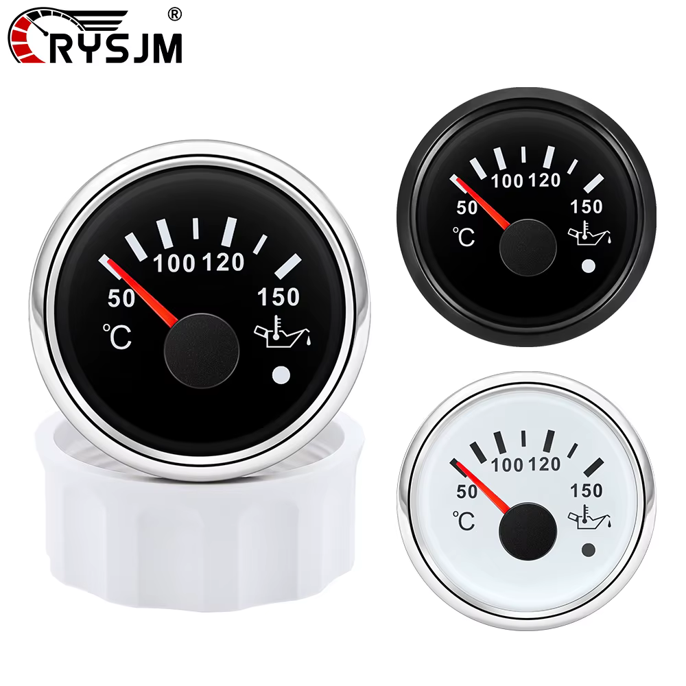 Jauge de température de l'eau pour voiture et bateau, 2'' 52mm, universelle, 12V 24V, accessoires étanches avec voyant d'avertissement de température