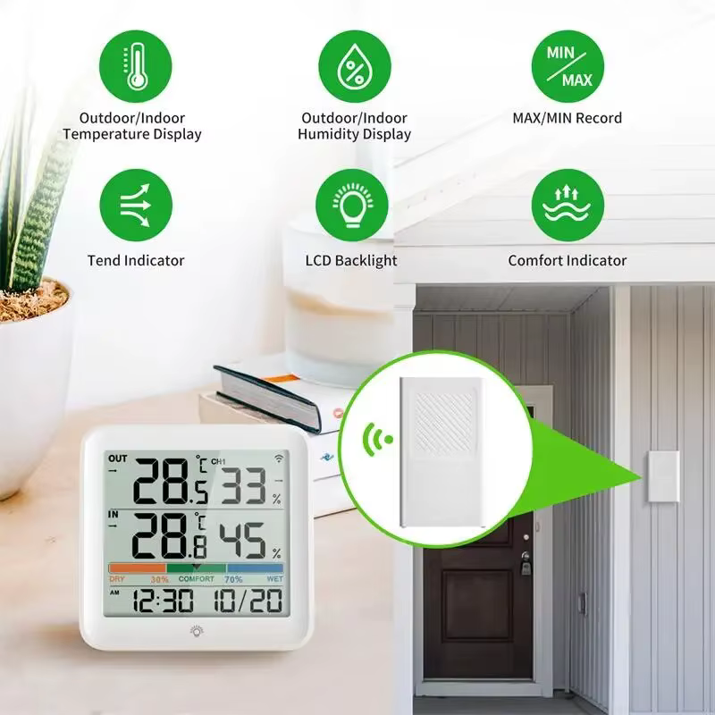 Thermomètre hygromètre numérique avec télécommande