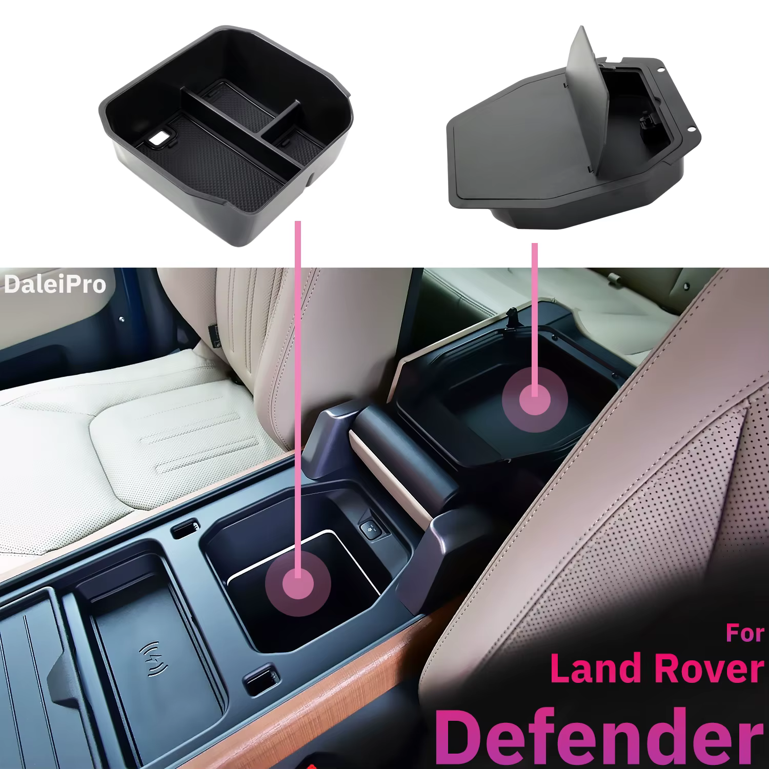 Boîte de rangement en couches pour Console centrale Land Rover Defender 90 110 130 2020 2023 2024